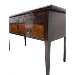 19th century mahogany side table, rectangular top over five drawers, on square tapering supports 