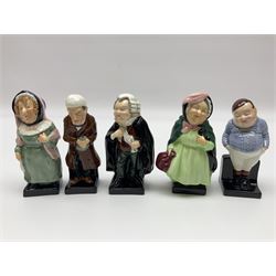 Twenty four Royal Doulton figures of characters from the works of Charles Dickens, to include Sam Weller, Pecksniff, Oliver Twist, Sairey Gamp, Artful dodger etc