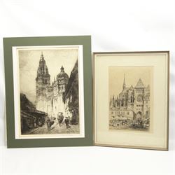 Henry Charles Brewer (British 1866-1950): Toledo Cathedral, etching signed in pencil; Axel Herman Haig (Swedish 1835-1921): Reims Cathedral, etching signed in pencil max 56cm x 40cm (2)