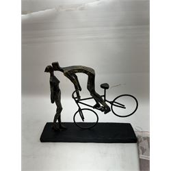 Libra Interiors 'Kissing Couple' bronzed sculpture, H30cm 