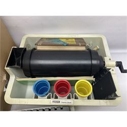 Collection of photography developing equipment, including Durst photographic enlarger etc