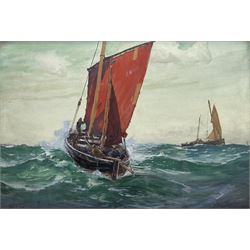 Ernest Dade (Staithes Group 1868-1934): Lowestoft Herring Boats at Sea, gouache signed 43....