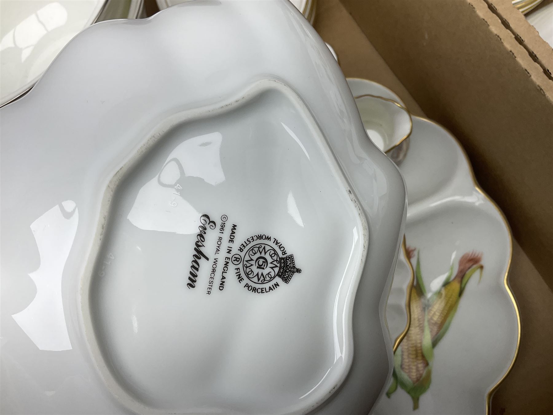 Royal Worcester ceramics, including Evesham pattern tureens and serving dishes and Contessa pattern oval side plates, together with a pair of Wedgwood Silver Ermine pattern twin handled tureens and covers