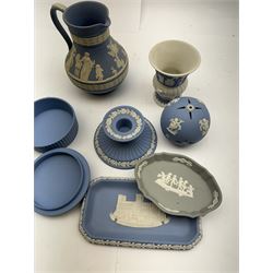 Wedgwood Jasperware including jugs, trinket dishes plates, vases etc    