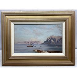Bernardo Hay (British 1864-1931): Capri Seascape at Sunset, oil on board signed 20cm x 34cm 