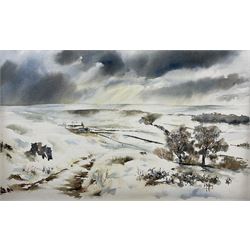 David Jeffrey (British 20th Century): Winter Landscape, watercolour signed 30cm x 48cm (unframed)