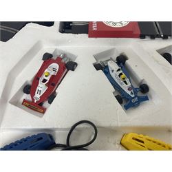 Scalextric 500 C538 set with C136 Ferrari 312 T3 and C135 Tyrell 008 cars in original box, with a quantity of extra track to include curved chicane track in original box and loose 