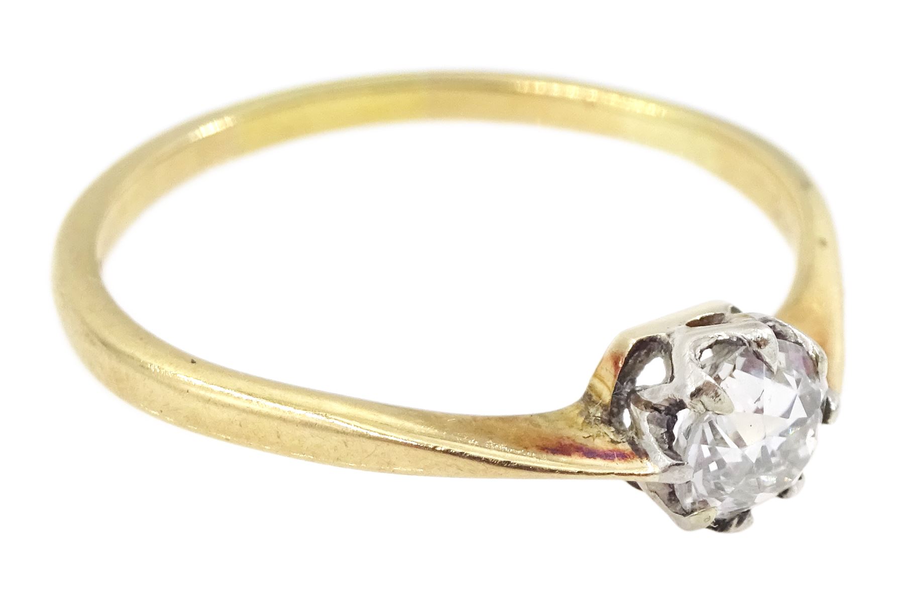 Early 20th century gold single stone old cut diamond ring, diamond approx 0.35 carat