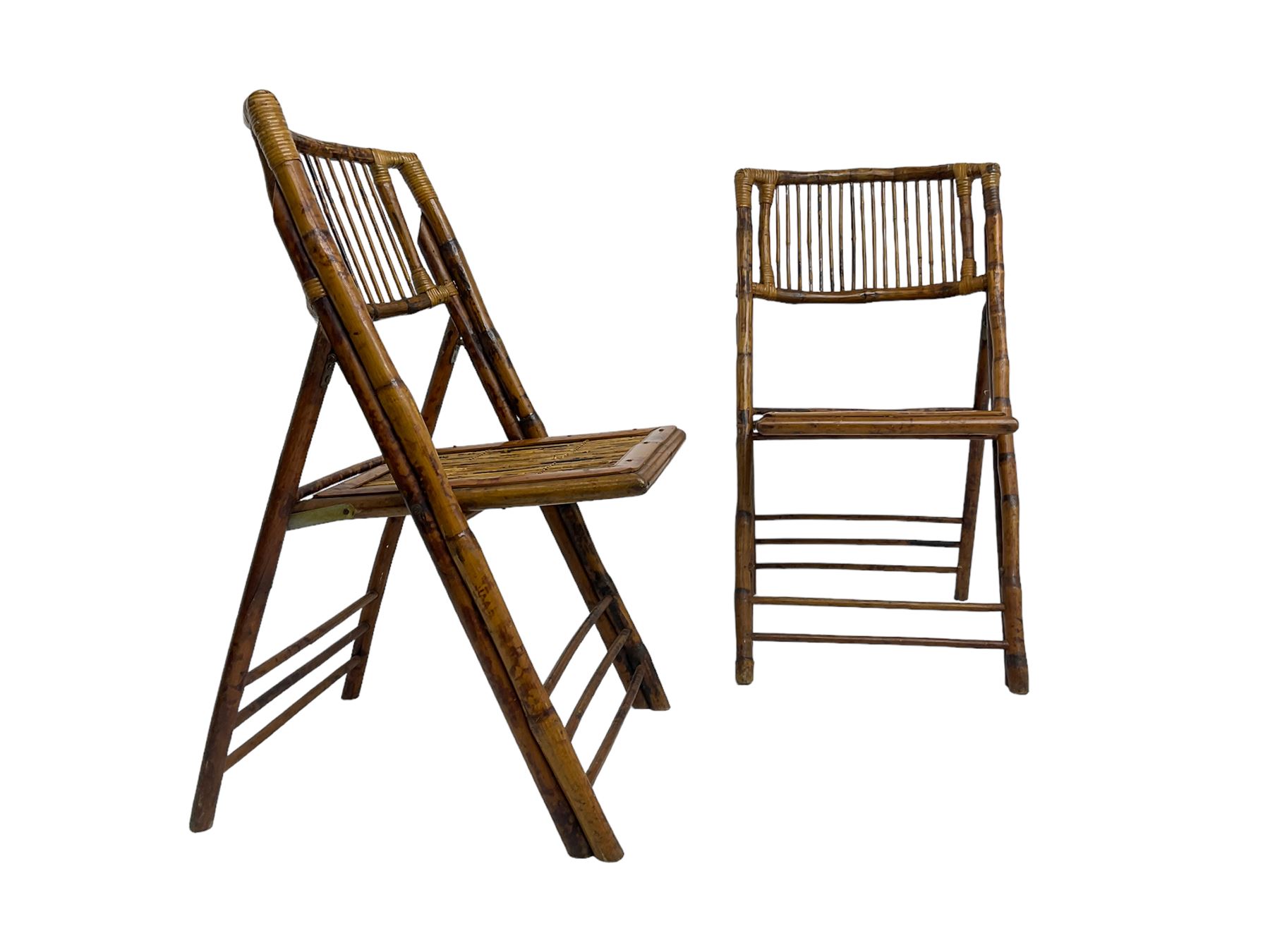 Mid-20th century bamboo framed folding chairs