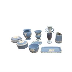 Wedgwood Jasperware, including vases lighter and trinket dishes, together with Lladro vase