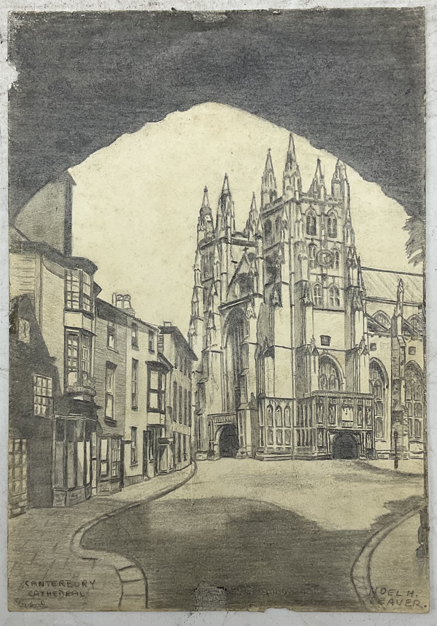 Noel Harry Leaver (British 1889-1951): 'Canterbury Cathedral', two pencil drawings signed and titled, one dated Sep '46, 18cm x 26cm (2) (unframed)