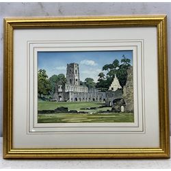 Sam Chadwick (British 1902-1992): Fountains Abbey, watercolour and ink signed 21cm x 27cm