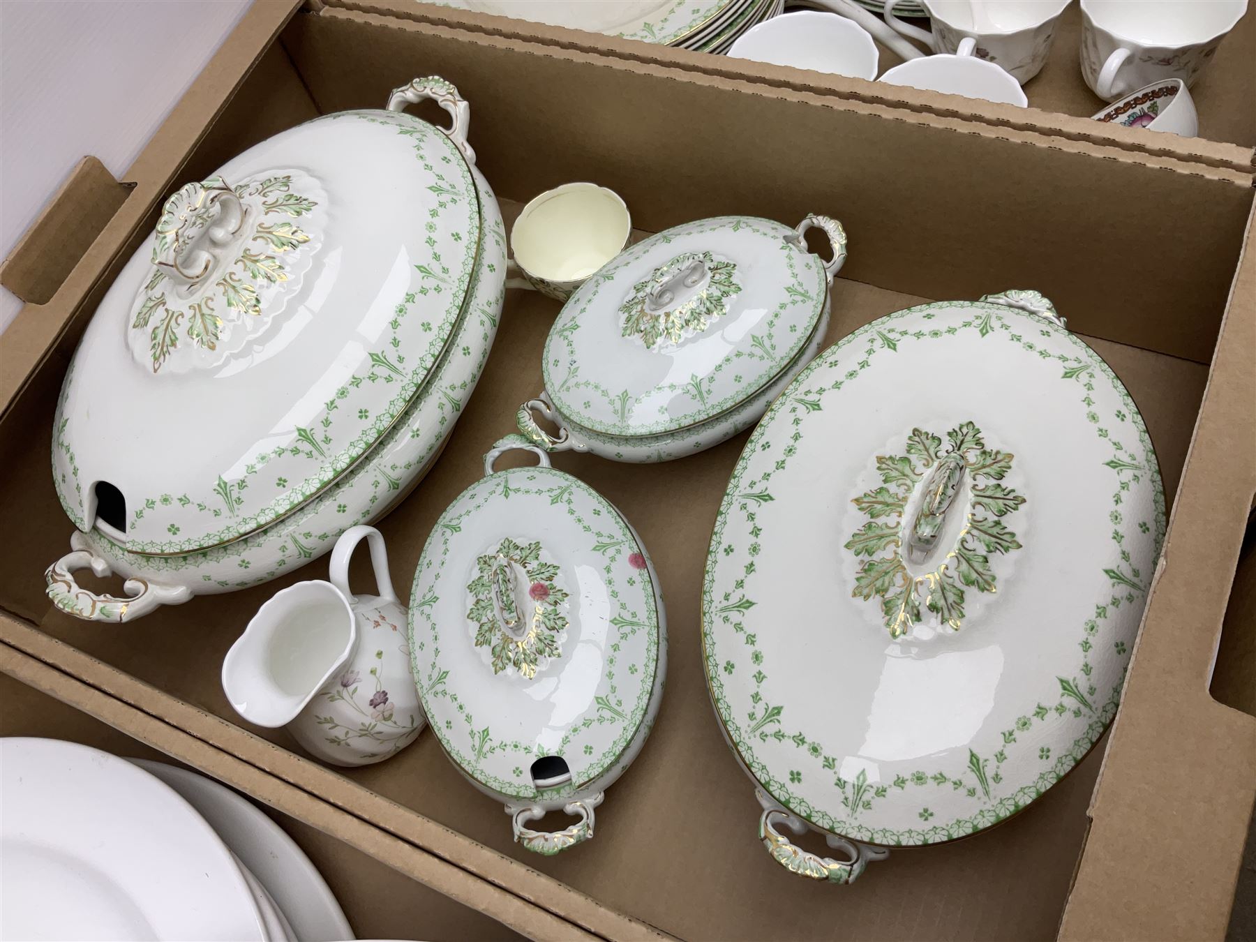 Collection of tea and dinnerwares to include Wedgwood Campion, etc in five boxes 