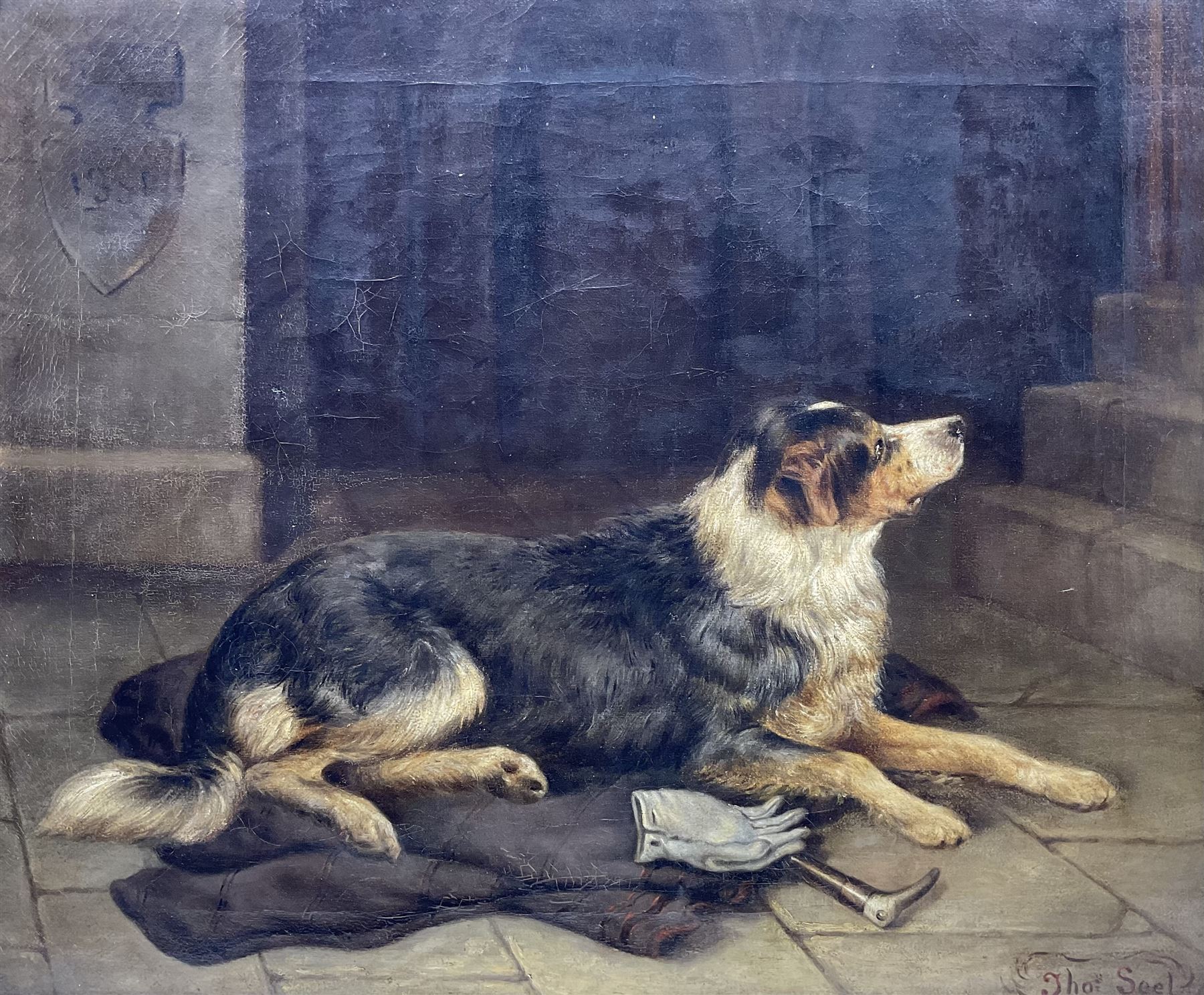 Thomas Seel (British 19th century): Waiting for Master, oil on canvas signed 50cm x 60cm