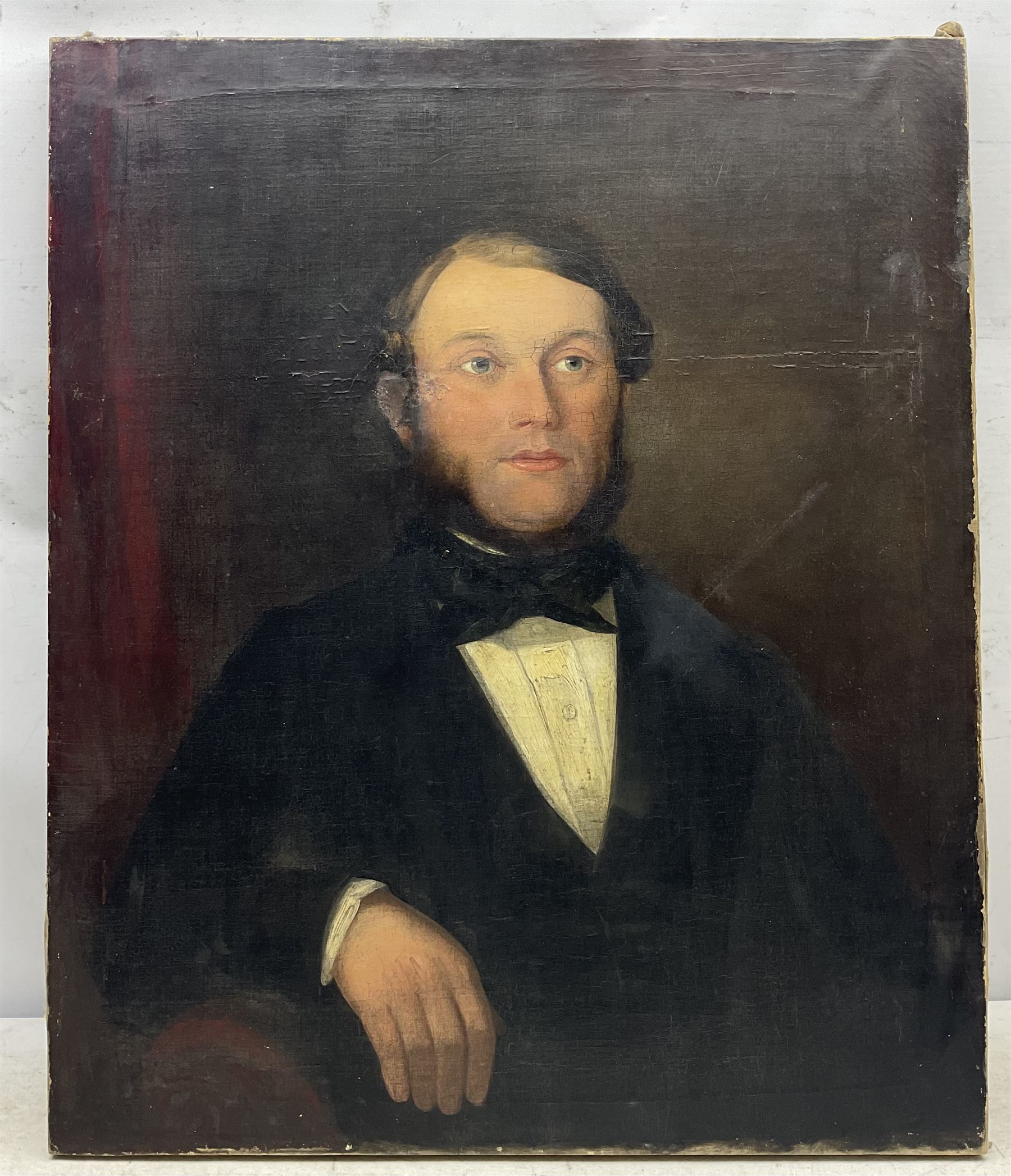 John L Ritchie (British 1809-1875): Portrait of a Victorian Gentleman, oil on canvas signed with initials and dated 1850 verso 76cm x 64cm (unframed)