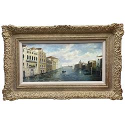 Italian School (20th Century): Venetian Canal, oil on panel indistinctly signed 19cm x 39cm 