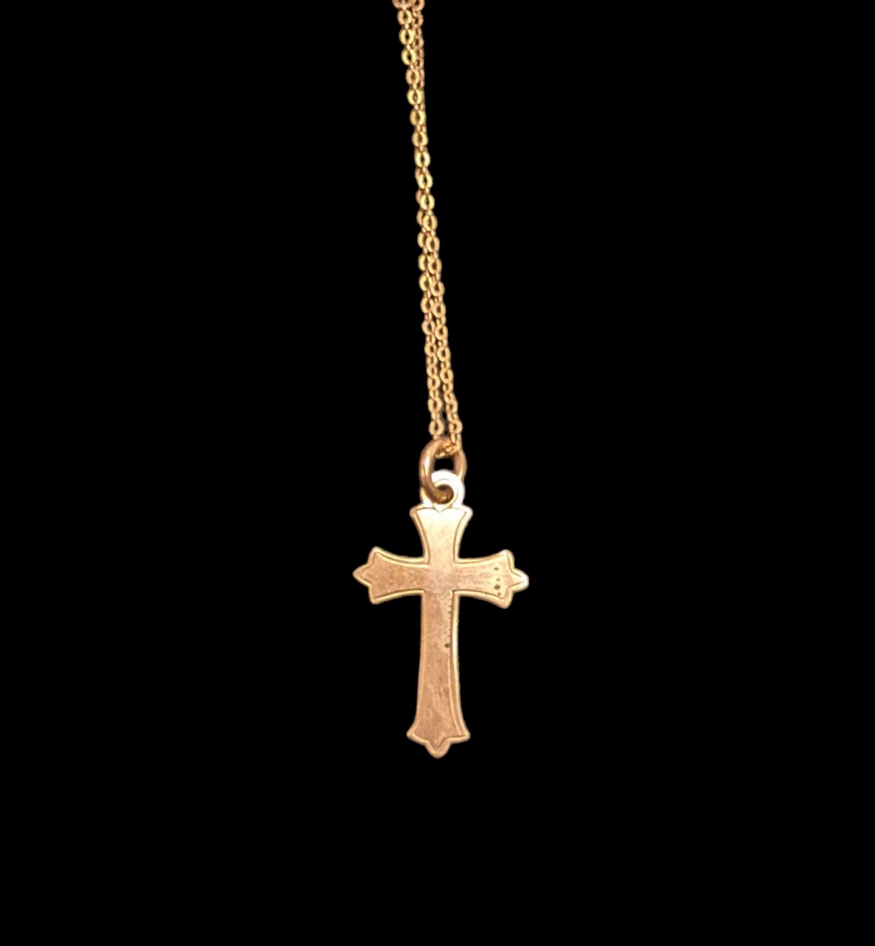 9ct rose gold cross pendant necklace, hallmarked 