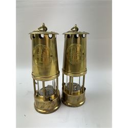 Two Brass Eccles miners lamps 