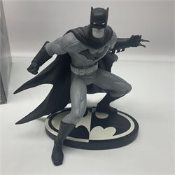 Group of five limited edition DC Direct Black and White Batman hand-painted cold-cast porcelain statues in original boxes, with two similar examples from DC Collectibles 