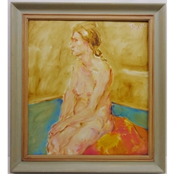  Seated Nude Lady, 20th century oil on canvas signed Pacitti 67cm x 59.5cm  