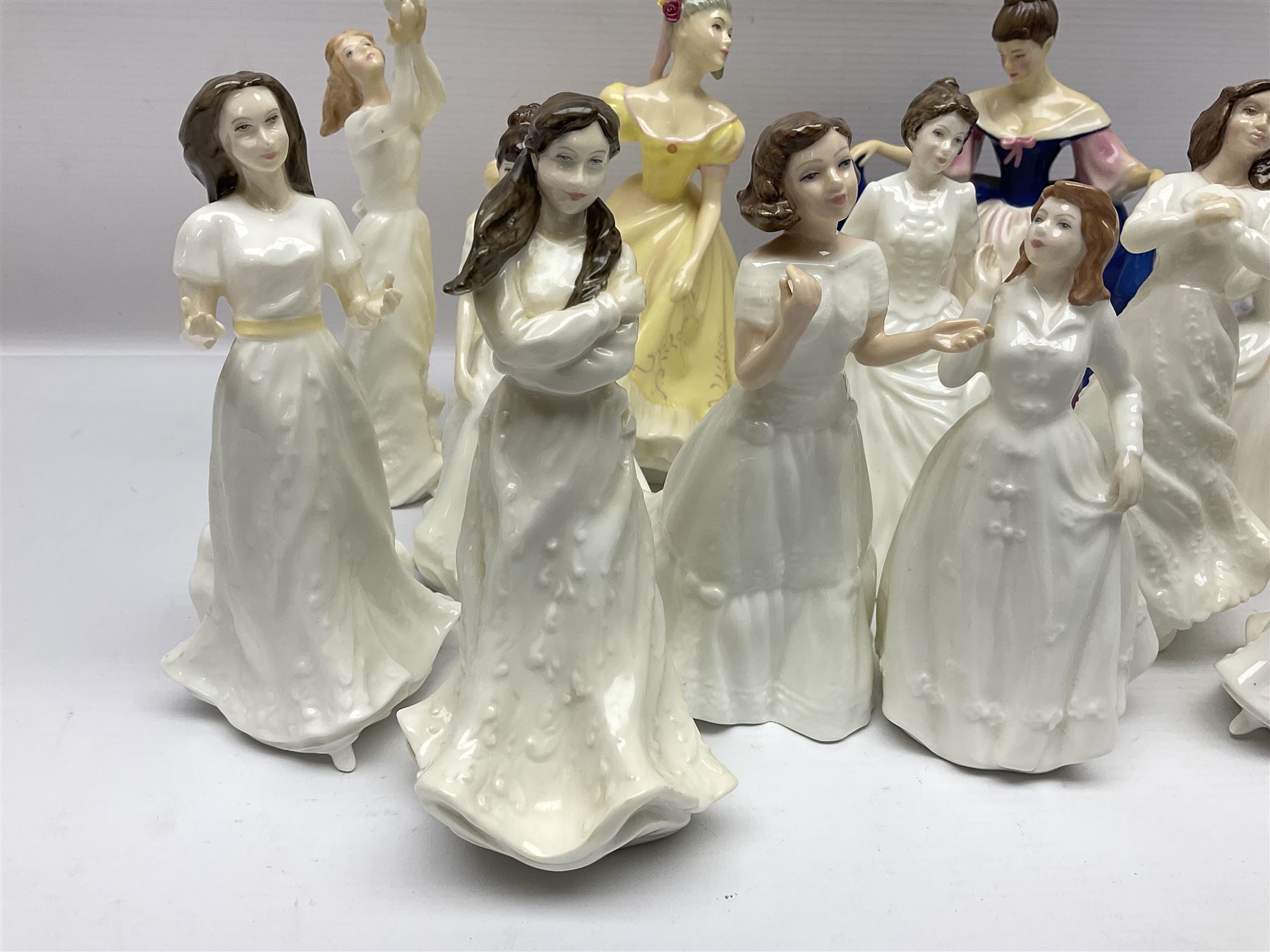 Large collection of Royal Doulton figures, including Ninette HN4717, Sara HN4720, Georgia HN5188, Joy HN3875 etc 