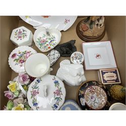 Modern Meissen leaf dish, Country Artists figure, trinket boxes including Jasperware example and a collection of other ceramics and collectables