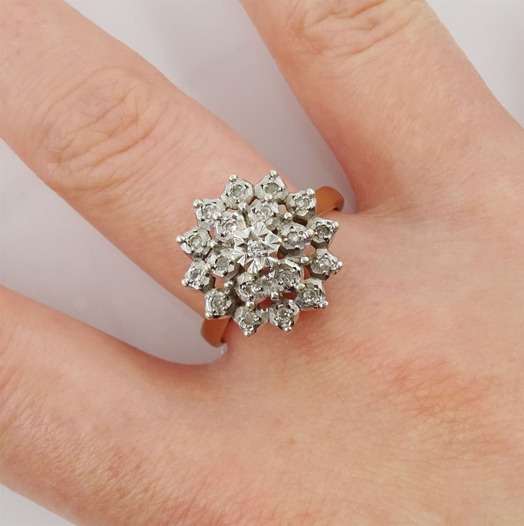 Vintage Sapphire & Diamond White Gold Triple Cluster Ring – Ellibelle  Jewellery
