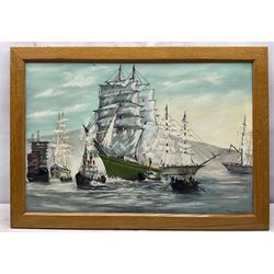 TW Belcher (British 20th Century): Clipper in Full Sail, oil on canvas board signed 49cm x 74cm 