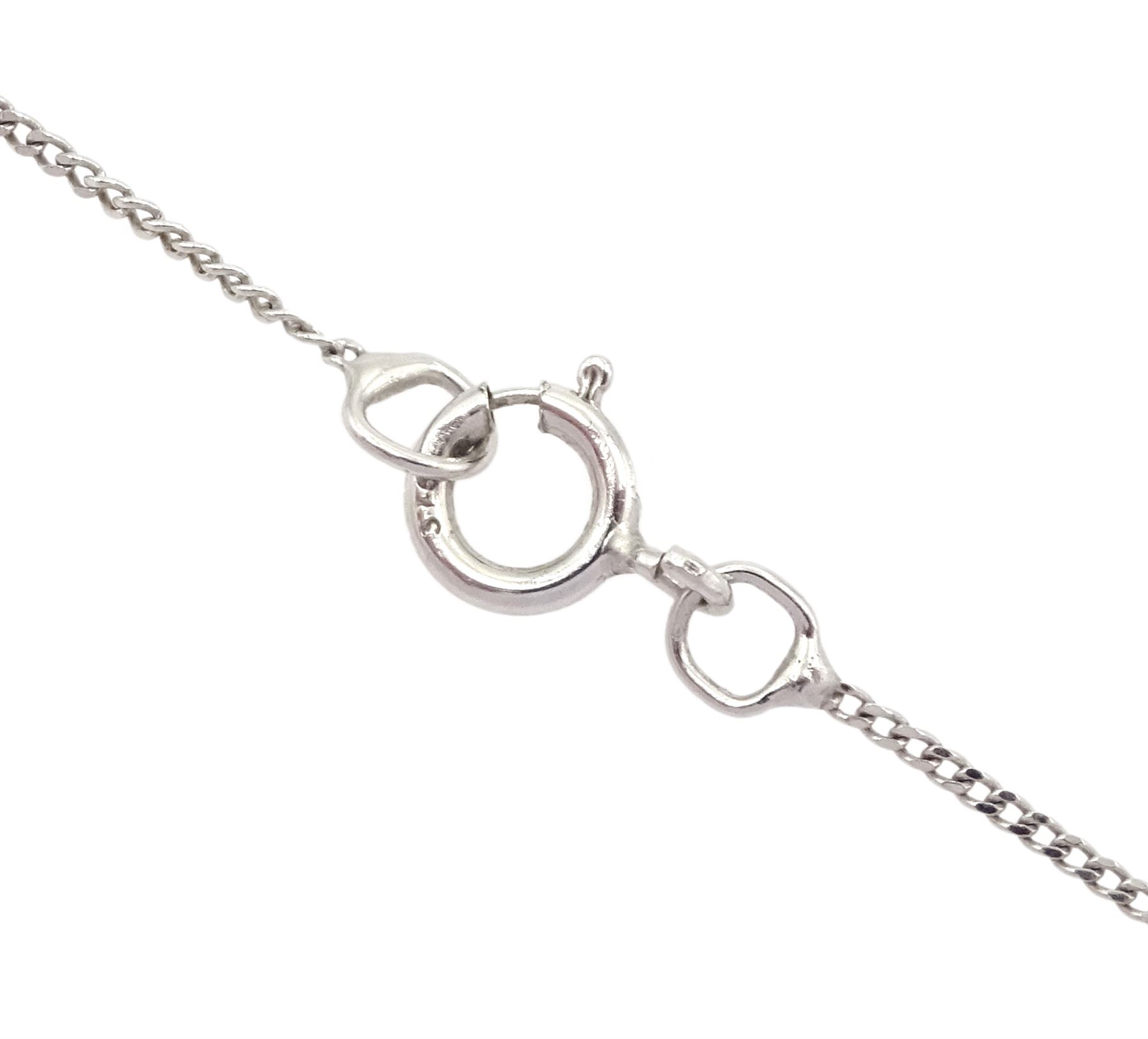 18ct white gold round brilliant cut diamond circular pendant, hallmarked, on 9ct white gold chain necklace, stamped 375