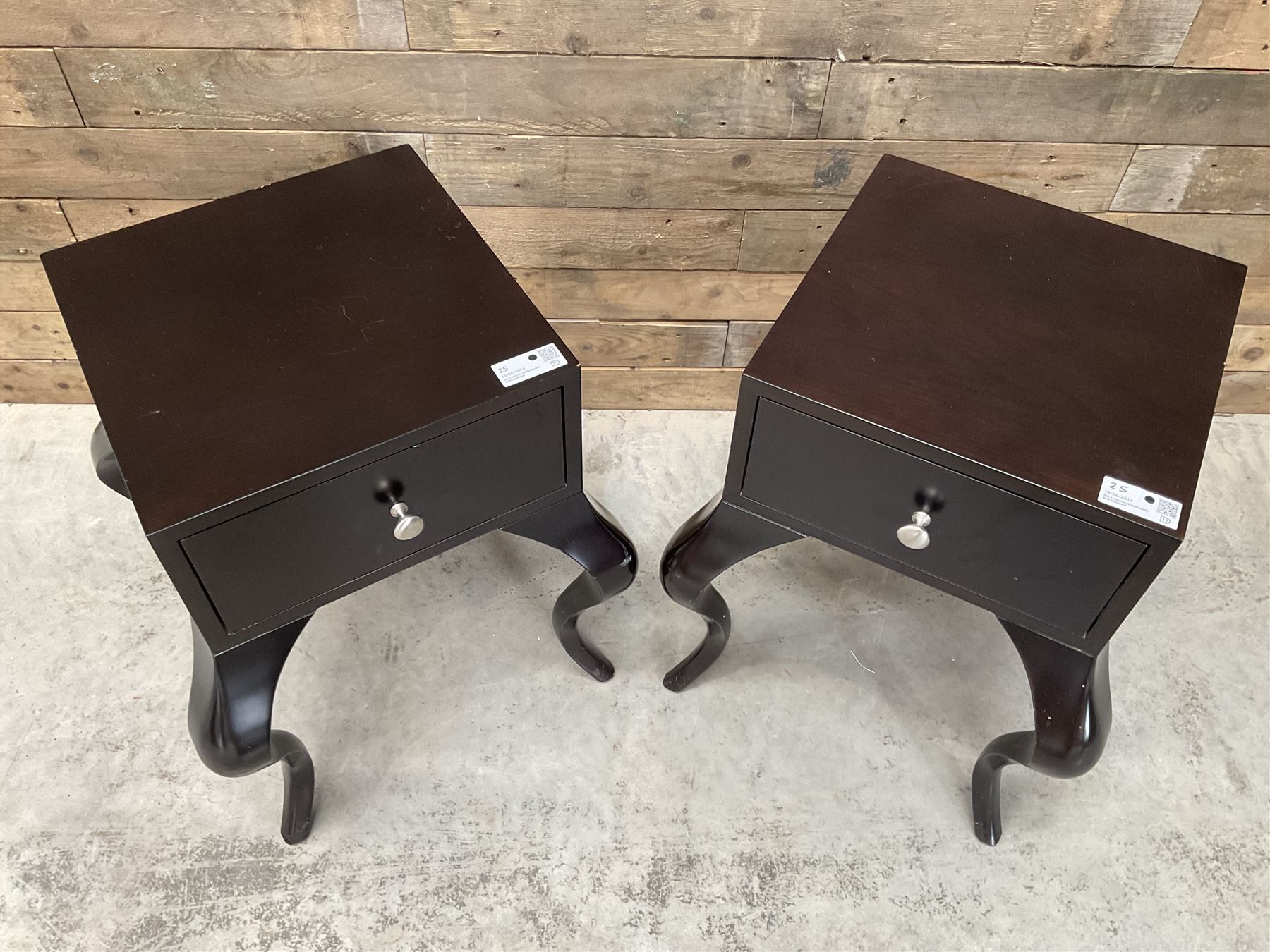 Pair of rosewood finish bedside chests