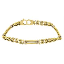 18ct gold bar and oval link bracelet, stamped 750
