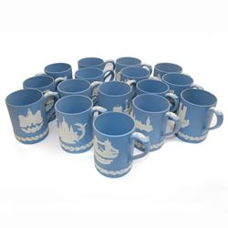 Sixteen Wedgwood Jasperware christmas mugs