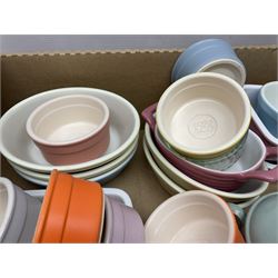 Collection of pastel coloured ramakins and pie dishes, including examples by Tala and Pots & Co, etc