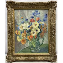 Elizabeth Campbell Fisher Clay (American/British 1871-1959): 'A Summer Bunch', oil on board signed, titled on various exhibition labels verso 41cm x 32cm