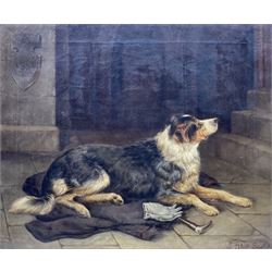 Thomas Seel (British 19th century): Waiting for Master, oil on canvas signed 50cm x 60cm