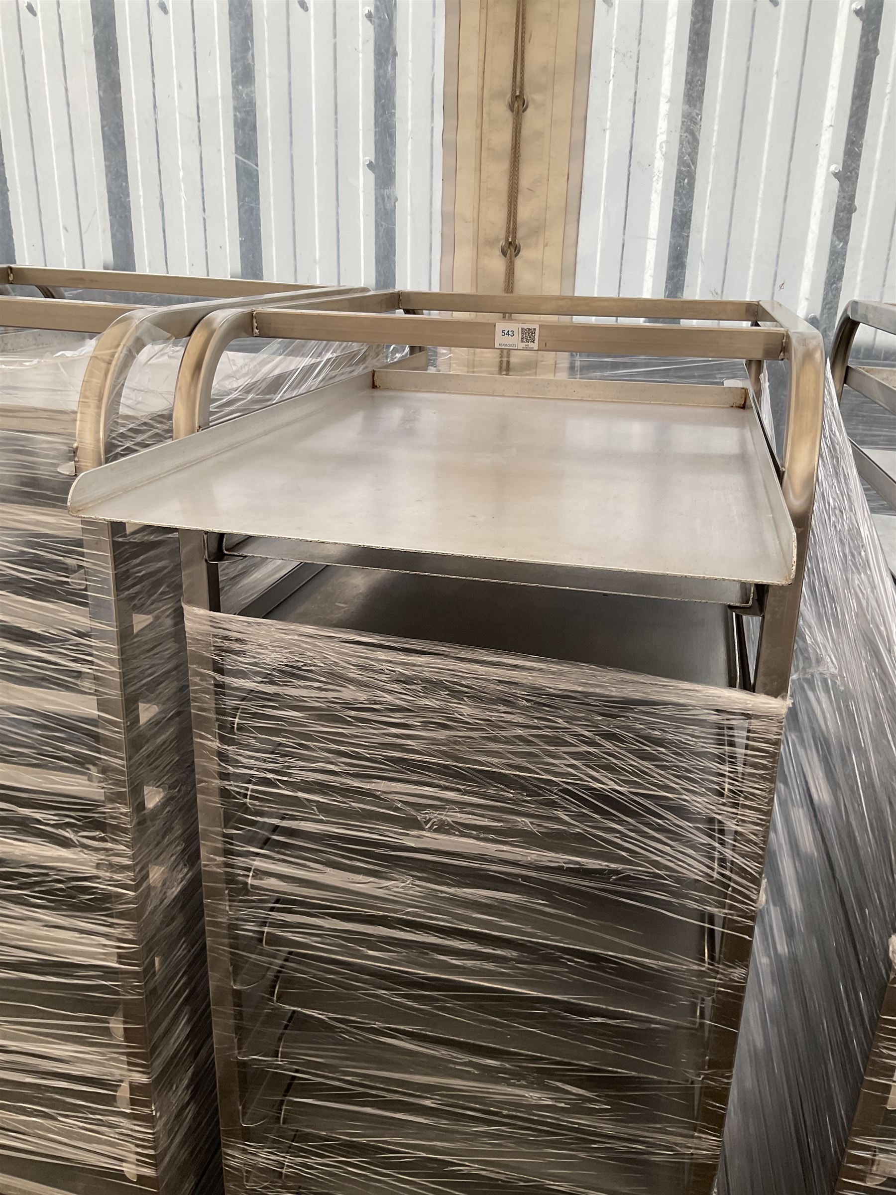 Stainless steel commercial tray rack trolley, 18 racks complete with 18 aluminium trays, tray size 66cm x 46 cm - THIS LOT IS TO BE COLLECTED BY APPOINTMENT FROM DUGGLEBY STORAGE, GREAT HILL, EASTFIELD, SCARBOROUGH, YO11 3TX