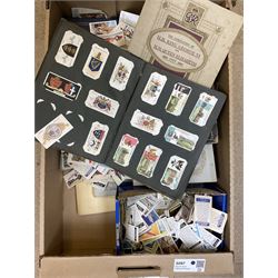 Collection of cigarette cards, sets and part sets, loose and contained within booklets, to include examples by wills, John Player & Sons, Sarony, etc., Famous Inventions, Cries of London, Roses, Overseas Dominions, Allied Army Leaders, Military Motors, etc., in one box