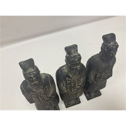 Set of three Chinese 'Terracotta Warrior' style figures, tallest example H27cm 