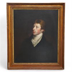 Circle of John Hoppner (British 1758-1810): Portrait of a Young Georgian Gentleman Wearing...