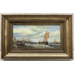 Brian Mays (British 1938-2005): Dutch Shipping off the Coast, oil on canvas indistinctly signed 24.5cm 49.5cm 
Provenance: direct from the family of the artist.