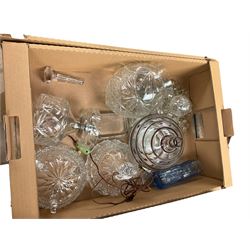 Collection of glass ware, including decanter and glasses, bom bom jar etc, in three boxes 