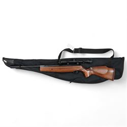 Webley Longbow air rifle with telescopic sight in soft case