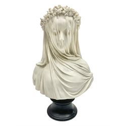 After Antonio Frilli, bust of A Veiled Bride signed A Filli, Firenze, Italy beneath, H34cm 