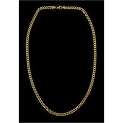 10ct gold flattened curb link chain necklace, stamped 10K