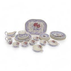 Spode Mayflower pattern dinner and tea wares, including cups, saucers, dinner plates, soup...