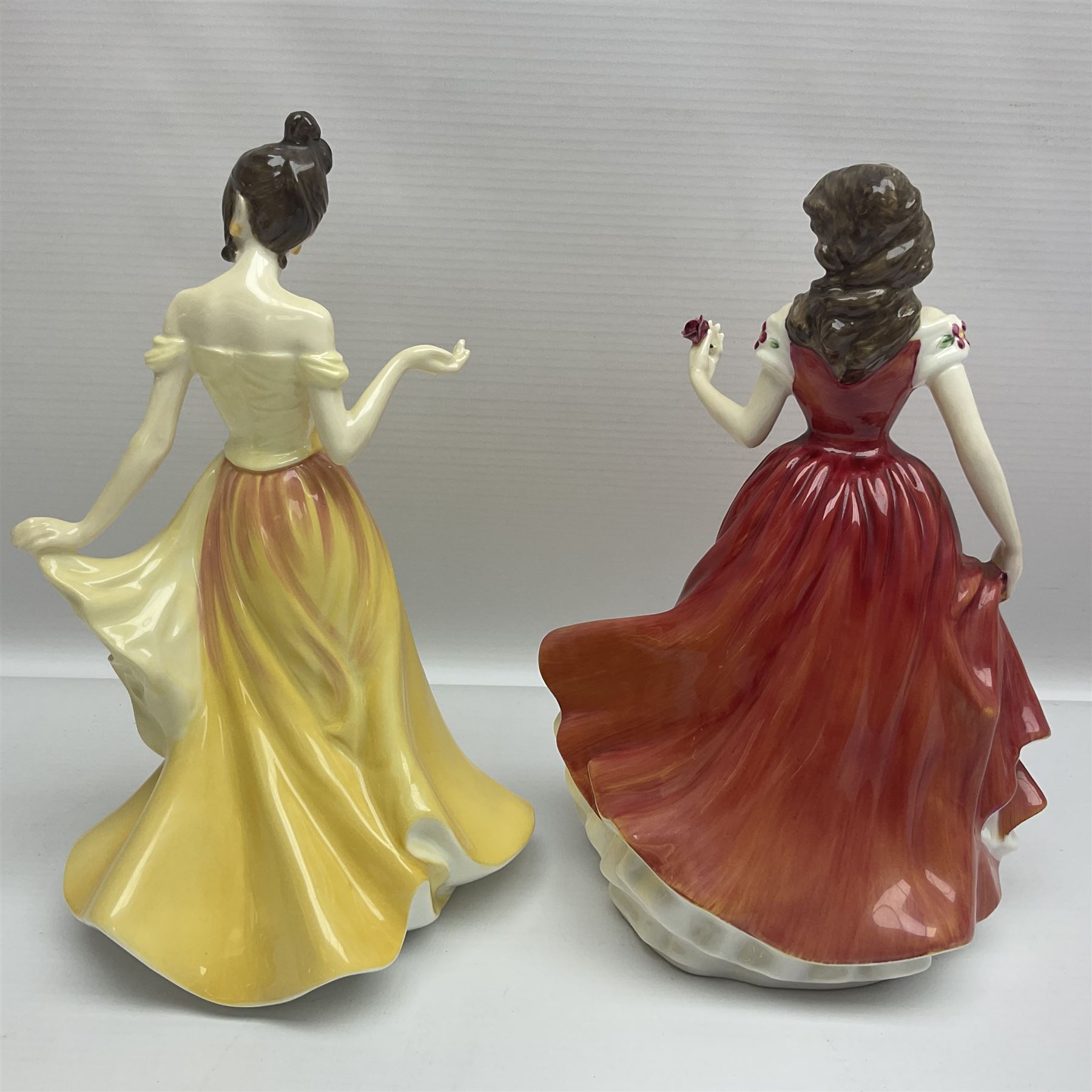 Five Royal Doulton figures, comprising Marianne HN4153, Janet HN4042, Margaret HN2397, Jessica HN4049 and Julia HN2706