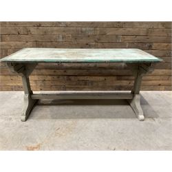 Early 20th century painted wood and enamel Military folding campaign table