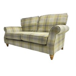 NEXT Home - traditional shaped two seat sofa upholstered in lime and grey tartan fabric