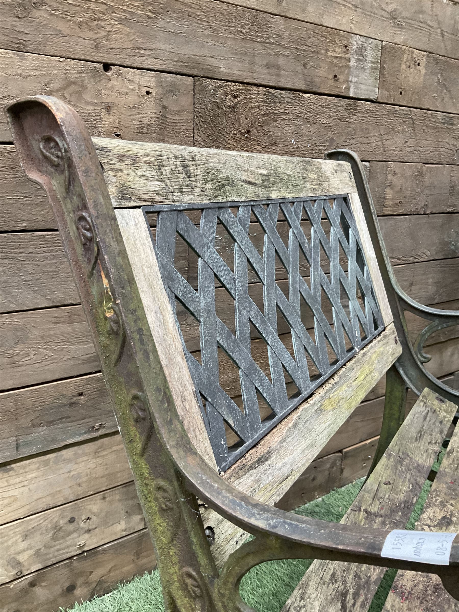 Pair of cast iron and wood slatted garden bench seats - THIS LOT IS TO BE COLLECTED BY APPOINTMENT FROM DUGGLEBY STORAGE, GREAT HILL, EASTFIELD, SCARBOROUGH, YO11 3TX