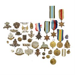 WWI three victory medals and 1914-15 Star, together with three WWII stars comprising The A...